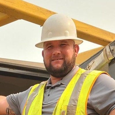 Peter Dickerson on a construction site